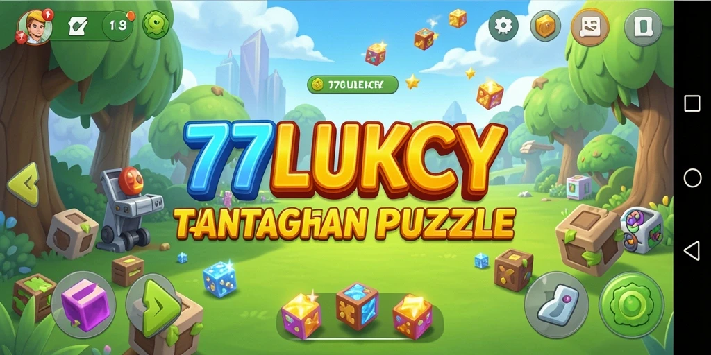 Screenshot 777LUKCY menampilkan gameplay interaktif dan menantang pada level puzzle.