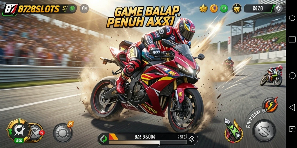 Gameplay seru balap motor di 8728SLOTS yang penuh aksi.