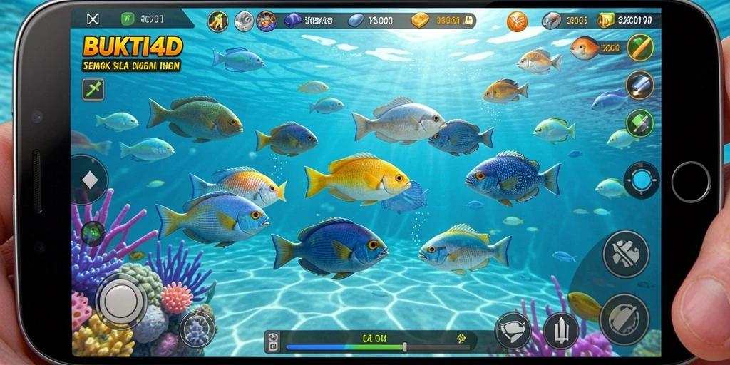 Tampilan gameplay seru di BUKTI4D saat menangkap ikan.
