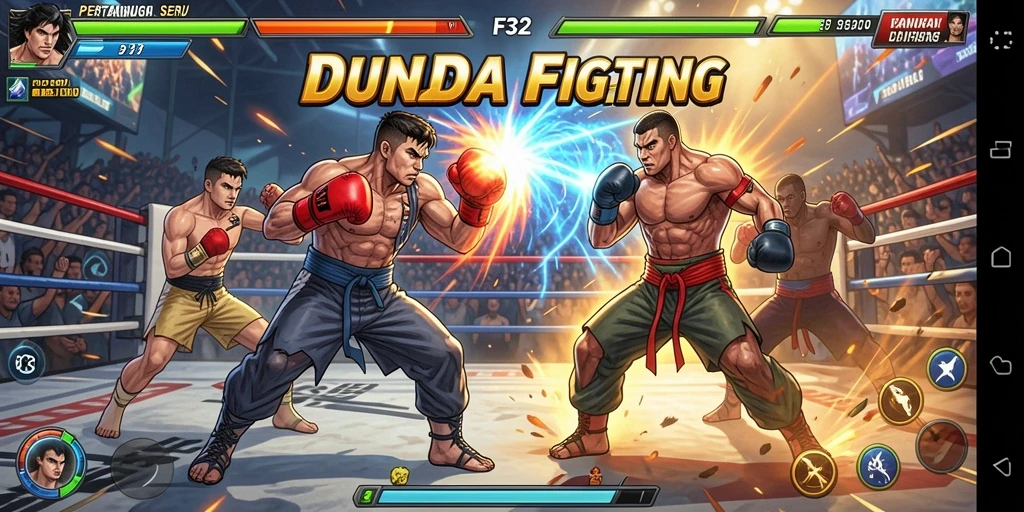 Gameplay seru di F32 dengan pertarungan karakter yang intens.