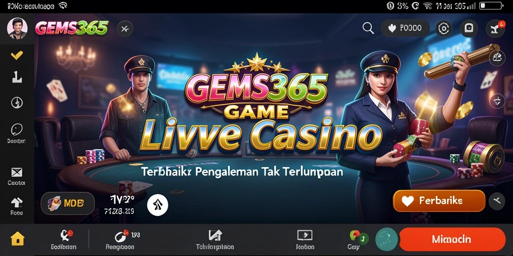 Tampilan gameplay Live Casino yang memukau dan interaktif di GEMS365.