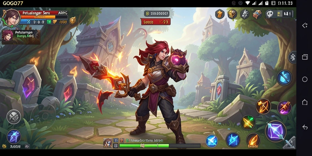 Screenshot GOGO77 menampilkan aksi pertarungan dalam dunia ARPG yang menawan.
