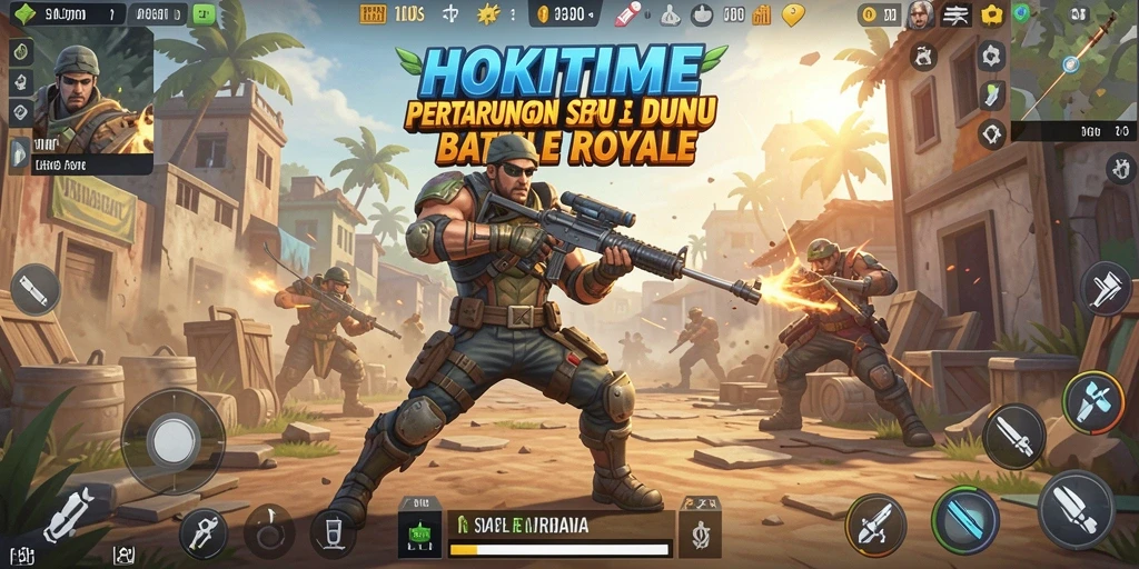 Screenshot HOKITIME menampilkan aksi seru dalam gameplay Battle Royale.