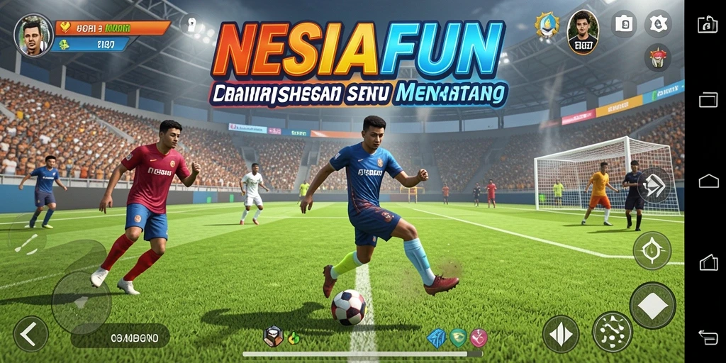 Screenshot menunjukkan aksi seru dalam permainan olahraga NESIAFUN.