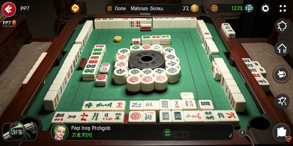 Screenshot gameplay Mahjong PP7 yang menampilkan papan dan karakter menarik.
