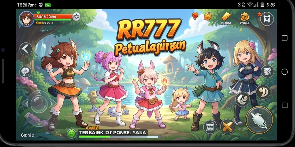 Screenshot utama menunjukkan pertarungan seru dalam game Anime RR777.