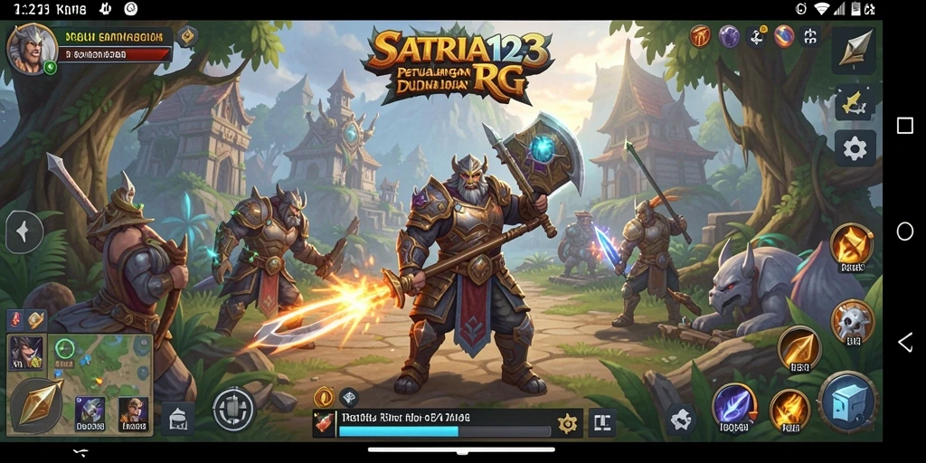Screenshot menunjukkan karakter bertarung melawan monster dalam SATRIA123.