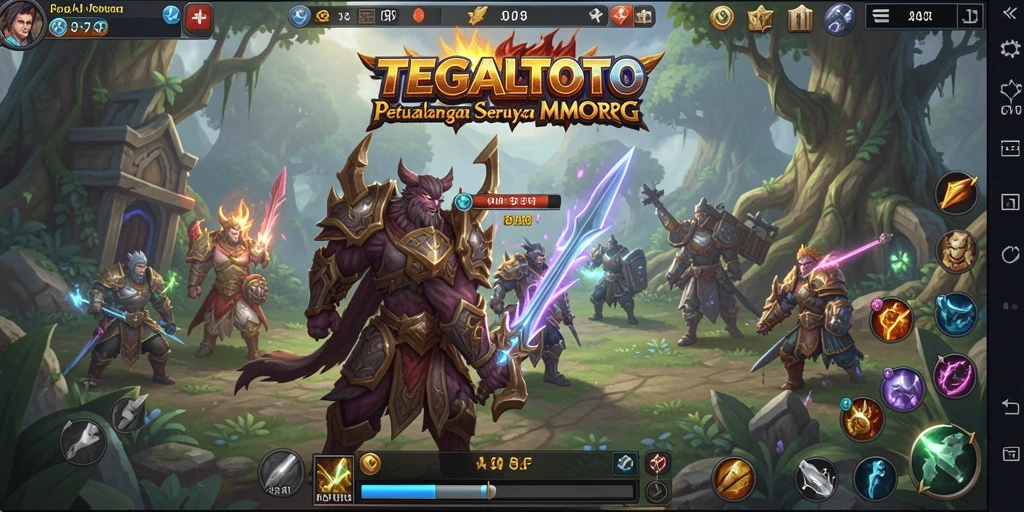 Tampilan gameplay TEGALTOTO yang menampilkan aksi berbasis tim di dunia fantasi.