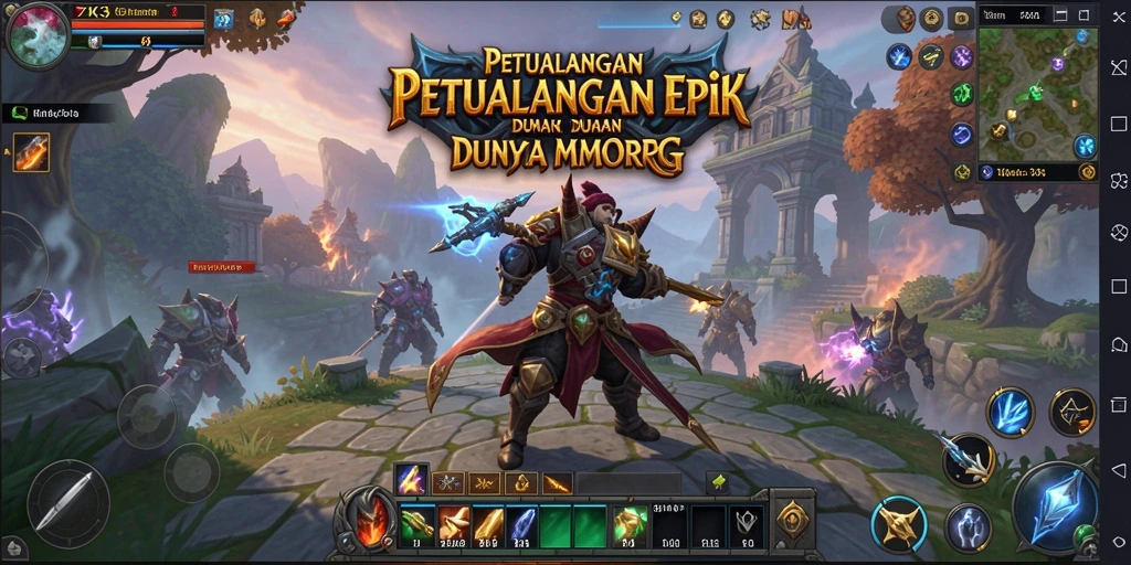Screenshot ZK3 menampilkan pertarungan epik di dunia MMORPG yang menakjubkan.